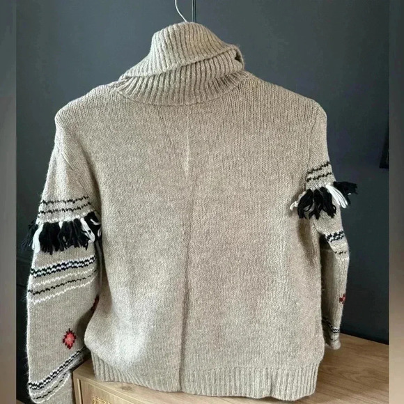 Lou & Grey Fringe Fair Isle Pullover turtleneck sweater size Small - Picture 4 of 4